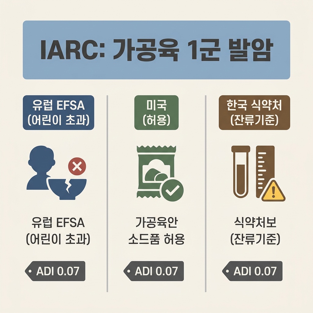 IARC EFSA 식약처 아질산 기준 비교