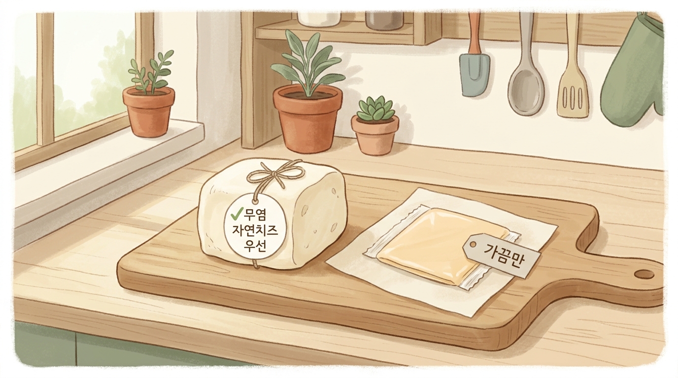 무염 자연치즈를 우선 고르고 가공치즈 빈도를 줄이는 아기 치즈 선택 가이드
