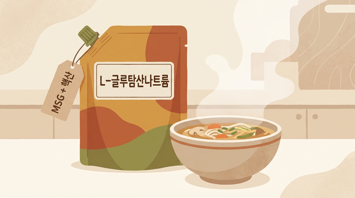 시판 육수팩 뒷면 원재료명에 글루탐산나트륨 표시