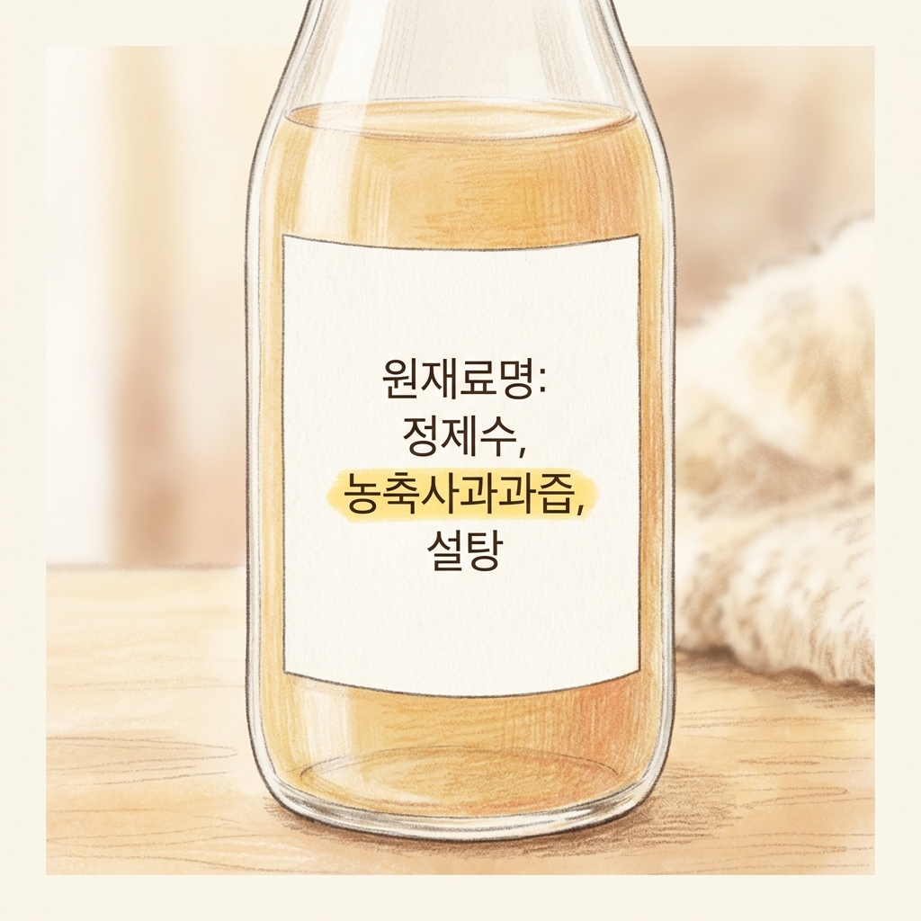 농축 과즙 음료의 원재료 구성을 비교한 사진